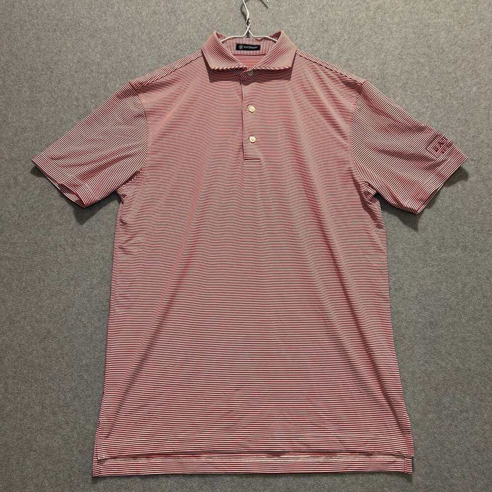 Turtleson Men’s Red Andrew Striped Battle At The Cliffs Golf Polo Size S